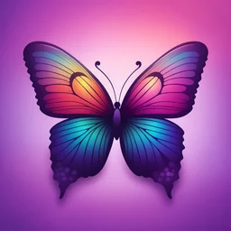 Create big multicoloured butterfly and gradient purple background