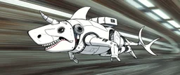 blind contour robot shark cow like space ship fighter jet massage master guru fast moving motion blur background