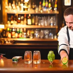 A Duck Man Being a Bartender in a Tavern