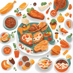 simple Flat illustration for food festival with white background