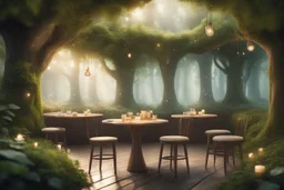 сказачная лесная поляна в стиле кафе
