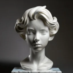 simple front view of a female marble sculpted hair