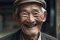 Show an old teaching man smiling