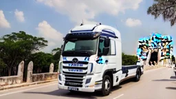 A police Tesla Cybertruck is chasing a Tesla 'Model S Plaid' at top speed, across Chichen Itza, in Mexico. CINEMATIC. WIDE ANGLE LENS.