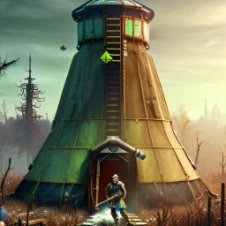 fallout 4, yurt city, spray paint, mongols, chalk, fantasy game art