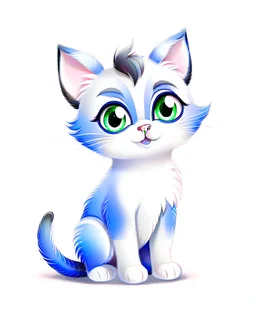 A kitten, in the style of Disney animation, white background