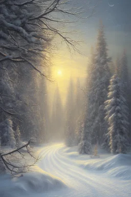 Oil painting winter weather