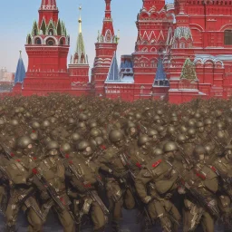 défilé militaire zombie. Armée russe. Place rouge Moscou. 4k