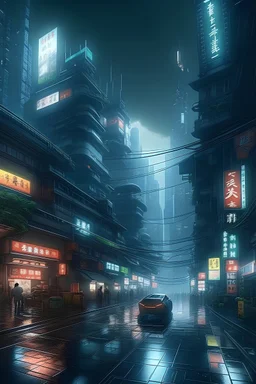 cyberpunk Wuhan in 50 years in the future