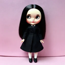Wednesday addams as a Blythe doll