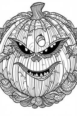 Jack o lantern. Outline, sketch style, only use outline, mandala style, clean line art, white background, no shadows, no clear wall, coloring page.