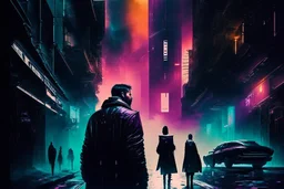 neo noir street, people, galaxy, sci-fi, epic, movie poster