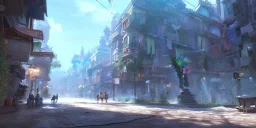 video game level design, city environment, concept art, cinematic