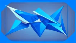 logo, vector art, b2 plane origami centred in screen, blue background, magnificent