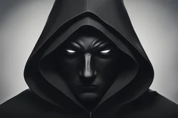 The logo of an IOS app has the face of a person with a black hood in a way that droops down covering their eyes