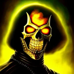 ultra detailed fullbody portrait of Ghost Rider, extremely detailed digital painting, intrincate, extremely detailed smiling face,crystal clear Big Green eyes, in the style of Robert E Howard , mystical colors , perfectly centered image, perfect composition, rim light, beautiful lighting,8k, stunning scene, raytracing