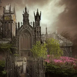 Insanely detailed photograph of an “ gothic church” with intricate detauled artectecture, intricate embroidered band of plants, hyperdetailed painting by Ismail Inceoglu Huang Guangjian and Dan Witz CGSociety ZBrush Central fantasy art album cover art,8K, hdr, romantic, mysterious, ominous, flowers, jewelry, steam,oil,cafe,street vendor,steamship,D&D