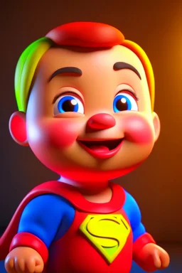 baby super man 3d render photo, cinematic, smile