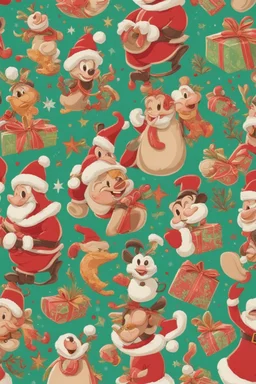 Christmas theme, joyful and vibrant colours, disney style