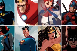 superhéroes ilustración retro al estilo de los dibujantes de los años 70