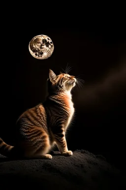 a cat howling at the moon