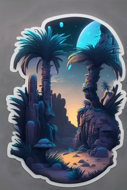 Sticker dark Oasis , high detailed, 4k resolution, digital paiting, cute, art, no background,