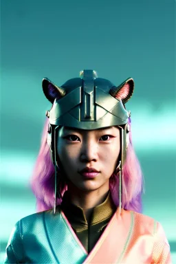 portrait, Asian cyborg woman, samurai warrior :: symmetry photography, cyberpunk style, cyborg eyes, pink hair :: wires connect, perfect eyes, samurai helmet, tiger mask, black samurai army, katana, ghost in the shell, pink, white, black, glow eyes, cinematic, Ultra realistic, dark scene, soft color, highly detailed, unreal engine 5, RTX, ultra detail, 3d, finely drawn, high definition.