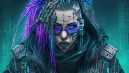 portrait of a hacker cyber punk goth character