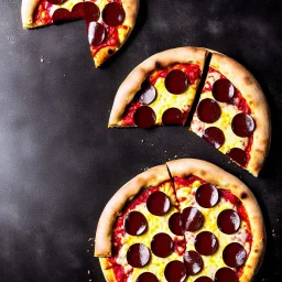 Donut shaped Pizza on plate, black background, photo