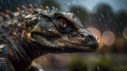 Huge Komodo dragon in a thunderstorm, intricately detailed face, Professional photography, bokeh, a breathtaking background cinematic side light, wide shot shot on dslr 64 megapixels sharp focus, canon lens, Hyperrealistic, concept art, 16k resolution