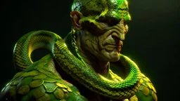 Snake man, green-yellow shades, high detail, high resolution, 8K