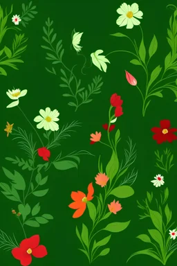 flowers on a close green background