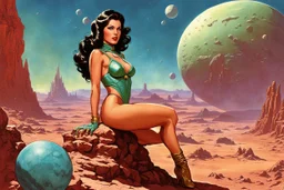 Sci-fi pin-up girl on an alien planet, John Carter of Mars