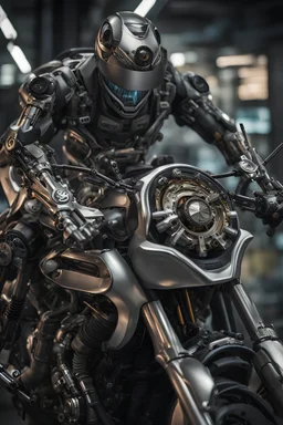 Photo Of A Biomechanical Elegant Motorcycle Cyborg , Cyberpunk, , Highly Detailed 8k, Intricate, Nikon D