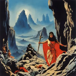 [colour picture: Jason and the Argonauts (1963)] One by one, they emerge from their hiding places, their faces pale with terror. Surpanakha's eyes blaze with demonic fury, her twisted form casting an ominous shadow over the trembling figures before her. "You thought you could destroy me?" Surpanakha's voice drips with venom. "You thought you could erase me from existence? Well, you have failed miserably." The fear in their eyes intensifies as they realize the gravity of their mistake. Surpanakha