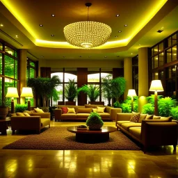 Hotel lobby, the style is organic