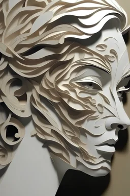 Hand-made cut out of a woman's beautiful face in the style by Carlo Muttoni, in the art style of Brandpowder's Paper Surgery, PAPER SURGERY - ANAMORPHOSIS