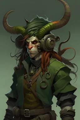 Female Troll shadowrun ww1 military clothes goat horns