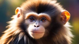 Strange, innovative, beautiful, unknown furry monkey, exquisite body, striking fur, happy, intelligent, thoughtful, friendly, extreme characteristics, beautiful volumetric lighting, attractive composition, photorealistic, bokeh blur, extremely detailed, chiascuro