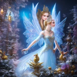 bright ice fairy, casttle, rabbits, ice mountain, crystal, ice crystal