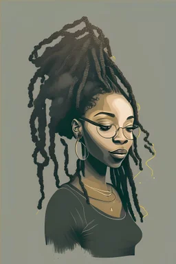 basic Illustration of black woman with locs for UX design portfolio