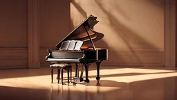 Photography by Charles Brooks, a highly detailed image of a Steinway Grand Piano, HD 4K, scientific detail, photorealistic, cinematic volumetric lighting