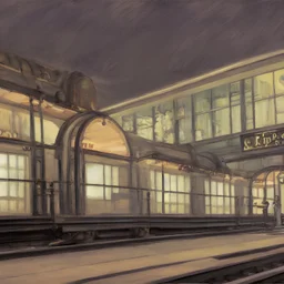 hogwarts express platform, edward hopper style