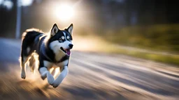 super_speed, running, lighting, light trails, (motion blur), husky