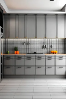give me a simple mdf cabinet design, which is gray and it is modern style for an iranian kitchen