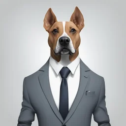 make one realistic business dog that are made of shapes and have a suit on