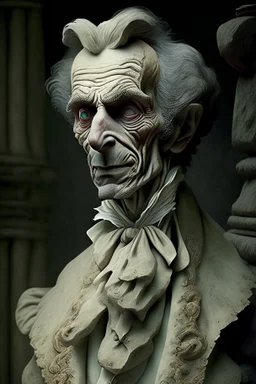 cursed middle-age man from a royal familly victorian times whose skin looks like stone sculpture