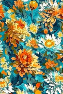 flowers floral pattern in the style of Claude Monet 3d