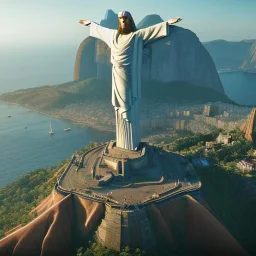 Christ the Redeemer, beautiful, landscape,sunset, unreal engine 5, cinematic lighting, photorealistic, realistic, hyper detailed, 8k, octane render, cinema 4d