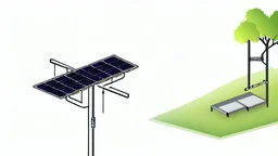 Grid-tied solar installation, detailed diagram illustration